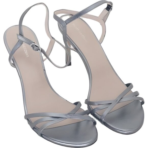 Stuart Weitzman Starla Metallic Ankle Strap Sandals 10B US 40.5 EU - Picture 1 of 6